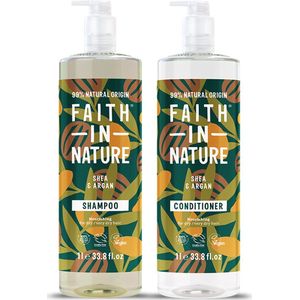 Faith in Nature - Shea & Argan - Shampoo 1000ml & Conditioner 1000ml