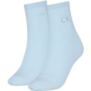 Calvin Klein - Huissokken - Blauw - 2-pack - Halfhoge Sokken met Shiny Logo