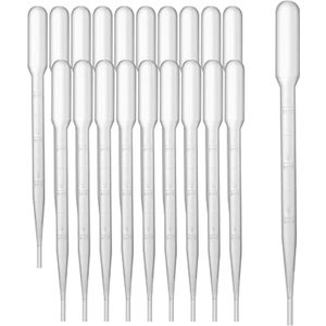 20 stuks 3 ml pipetten - Kunststof wegwerp druppelaars voor laboratorium, aromatherapie, DIY kunst en kinderactiviteiten (inclusief precisie tuitjes)