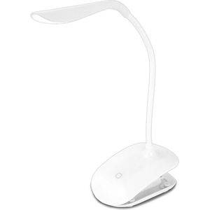 LED Klemlamp - Estoya Denib - 3W - Helder/Koud Wit 5500K - Touch Schakelaar - Dimbaar - Flexibele Arm - Mat Wit - Kunststof