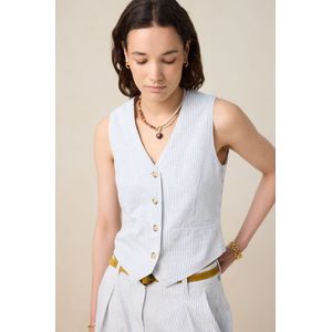 Sissy-Boy - Gilet - Wit Gestreept - V-halslijn - Katoen