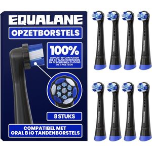 EQUALANE - Opzetborstels - Zwart - Geschikt voor Oral B iO tandenborstels - 8 Stuks