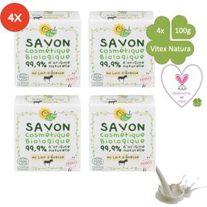 Cigale Bio | Biologische ezelinnenmelk zeep 4x100g | Verlicht eczeem, psoriasis & dermatitis | Diervriendelijk