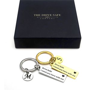 Drive Safe Sleutelhanger - Moederdag cadeautje - Sleutelhanger liefde - goud/U