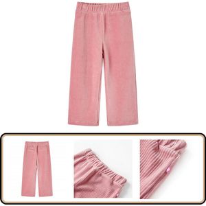 Kinderbroek Ribfluweel Lichtroze - Maat 128 - Elastisch Kinderbroek - Meisjesbroek - Ribfluweel - Sportbroek - Jogger