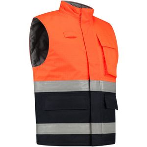 Dapro Safety Protector Multinorm Waterbestendige Bodywarmer - Maat 4XL - Marineblauw/Hi-Vis Oranje - Vlamvertragend , antistatisch en chemicaliën resistent