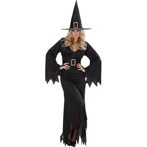 Widmann - Heks & Spider Lady & Voodoo & Duistere Religie Kostuum - Elegante Heks Black Witch Kostuum Vrouw - Zwart - Small - Halloween - Verkleedkleding