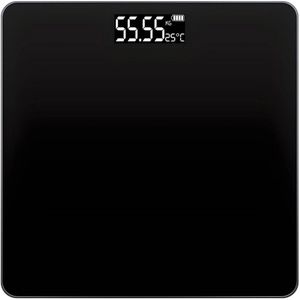 Home Precisieweegschaal - Personenweegschaal - 2 eenheden - Maximaal 180 kg - 26*26*2,5 cm - Gehard glas 5 mm dik - Zwart