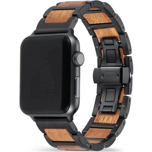 Apple Watch-bandje - mahoniehout en zwart staal 38-41 mm