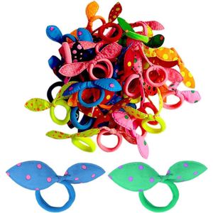 Kleurrijke haarelastiekjes voor meisjes - 50 stuks - konijntje en haas oor - cadeau - feestfavoriet