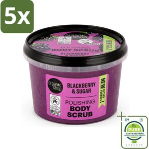 5 x Organic Shop - Body Scrub Blackberry - Verfrissend en Hydraterend - 250 ml - Grootverpakking - Lichaams Scrub - Scrub - Braam - Organische - Natuurlijke