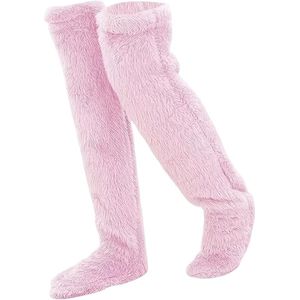 Kerst Fuzzy Kniekousen - Lange Fuzzy Kniekousen - Warme Sokken - Dames Fuzzy Kniekousen - Winter Fuzzy Warme Slaapsokken - Dikke Herfst en Winter Fuzzy Slaapsokken - Winter Home Fuzzy Slaapsokken - Roze