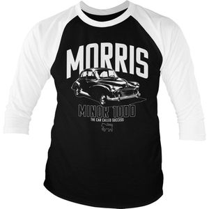 Morris Minor 1000 Baseball 3/4 Sleeve Tee T-Shirt White-Black-S