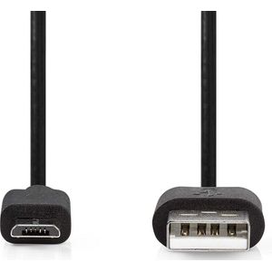 Nedis USB-Kabel - USB 2.0 - USB-A Male - USB Micro-B Male - 10 W - 480 Mbps - Vernikkeld - 3.00 m - Rond - PVC - Zwart - Polybag