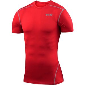 TCA Mannen Pro Performance Compressie Basislaag Korte Mouw Thermische Top - Rood, XL