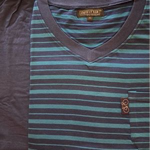 Outfitter heren shortama - V-hals - Bike streep marine/blauw - maat XL