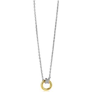 Zinzi zilveren collier bicolor met kruisvorm met witte zirkonia's 40-45cm ZIC2249