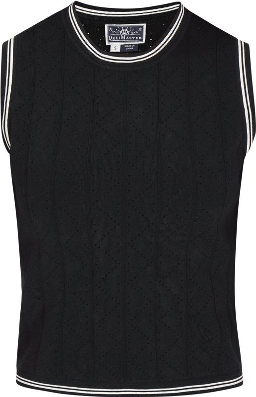 DreiMaster - Nautical Collectie - Mouwloze Top - Geometrisch Ajourpatroon