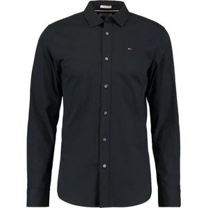 Tommy Jeans - Heren Overhemden Slim Fit Stretch - Zwart - Maat XL