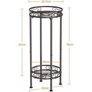 Metalen plantenstandaard, 70 x 30 cm, plantenstandaard voor binnen, 2-traps hoge bloempotstandaard, bloempothouder voor binnen en buiten, brons