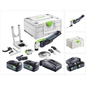 Festool VECTURO OSC 18 E-Basic Set Accu-oscillator 18 V Starlock Max Brushless + 2x accu 5.0 Ah + lader + 7-delige accessoireset + systainer