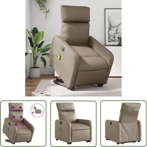 vidaXL Sta Opstoel - Elektrische Massagestoel - Sta-op-massagestoel elektrisch kunstleer cappuccinokleurig - Kapstok - Loungestoel - Fauteuil