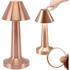 Tafellamp op batterijen - Oplaadbaar en dimbaar - Touch bediening - Moderne lamp - Nachtlamp draadloos - Nachtlamp oplaadbaar - Brons/Rosé