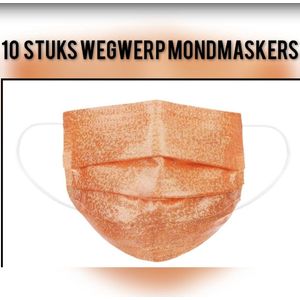 Glitter wegwerp mondmaskers - Oranje - per 10 stuks