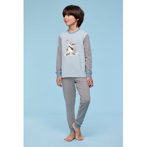 Woody pyjama jongens/heren - blauw-wit gestreept - haas - 232-10-PZL-Z/916 - maat 152