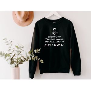 Lykke Friends Sweatshirt | Herinnering aan Matthew Perry | Friends TV Show | Chandler Bing | Zwart| Maat XXL