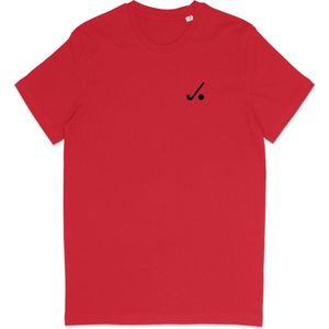 T Shirt Heren - Hockey Logo Print - Korte Mouw - Rood - Maat L