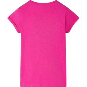 Kindershirt - Donkerroze - Maat 140 - Regenboogprint