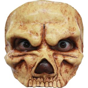 Partychimp Halfmasker Angry Skull Schedel Skelet Halloween Masker voor bij Halloween Kostuum Volwassenen Carnaval - Latex- One Size