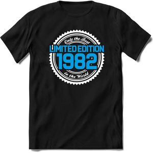 1982 Limited Edition | Feest Kado T-Shirt Heren - Dames | Wit - Blauw | Perfect Verjaardag Cadeau Shirt | Grappige Spreuken - Zinnen - Teksten | Maat XXL