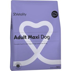Vetality Adult Maxi Hondenvoer Droog - Voordeelverpakking 2 x 3 kg - Voor Volwassen Honden van Grote Rassen Vanaf 25 kg - Licht verteerbaar - Bevat Zalmolie voor Gezonde Vacht