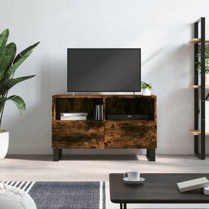 The Living Store TV-meubel - Ijzeren poten - Gerookt eiken - 80 x 36 x 50 cm