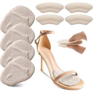 Daity 4 paar hielpads, hielpads voor oversized schoenen, om voetpijn te verlichten, en antislip hielpads (voor losse schoenen, blaren)beige