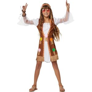 dressforfun - Groovy Hippie Squaw 140 (9-10y) - verkleedkleding kostuum halloween verkleden feestkleding carnavalskleding carnaval feestkledij partykleding - 302575
