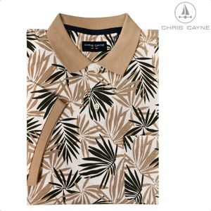 Polo 3038 beige blad print KM Chris Cayne - maat M