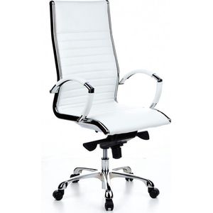 hjh OFFICE - PARMA 20 - Bureaustoel - Wit - Leer - Verchroomd