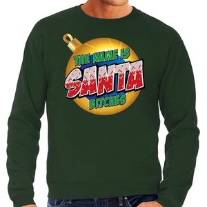 Foute Kersttrui / sweater - The name is Santa bitches - groen voor heren - kerstkleding / kerst outfit XXL