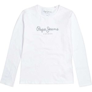 Pepe Jeans Hana Glitter T-shirt Met Lange Mouwen Wit 10 Years Jongens,Meisjes