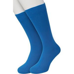 Bonnie Doon Basic Sokken Heren Blauw maat 40/46 - 2 paar - Basis Katoenen Sok - Gladde Naden - Brede Boord - Uitstekend Draagcomfort - Perfecte Pasvorm - 2-pack - Multipack - Effen - Oceaan Blauw - Ocean Blue - OL6324012.299