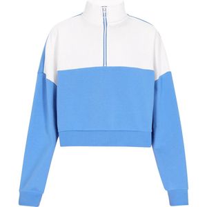 myMo - ATHLSR - Sweatshirt - Royal Blue/Wit - Halve Rits - Color-Blocking