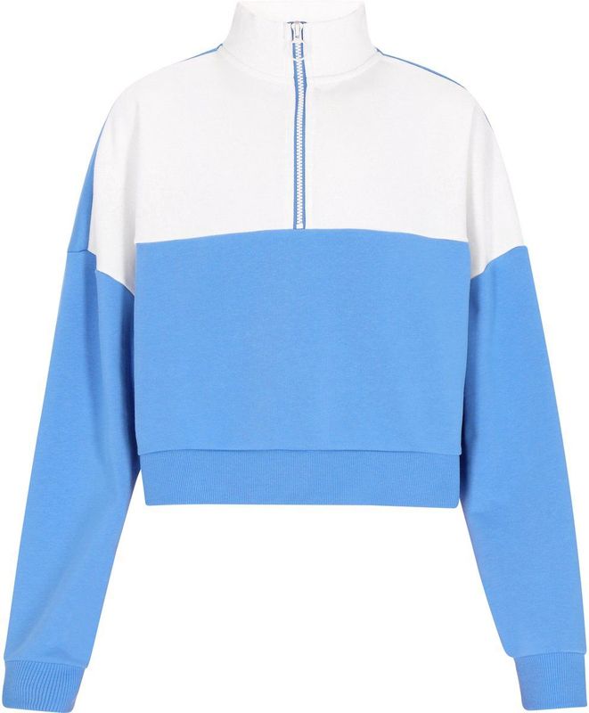 myMo - ATHLSR - Sweatshirt - Royal Blue/Wit - Halve Rits - Color-Blocking