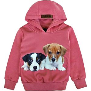 Sweater Hoodie trui met honden dogs puppy's Kleur roze maat 92 Heel mooi! Lieve pups!