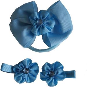 Jessidress Set van Haar Elastiek met Haarspelden Meisjes Haarclips - Blauw