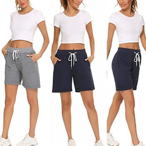 Katoenen Bermuda Shorts voor Dames - Zomer Sweatshorts met Drawstring en Zakken - Donkerblauw