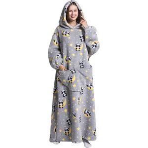 Nivard Hoodie Deken Met Mouwen - Onesie - Fleece Blanket - Dames - Heren - Kinderen - Plaid - Knuffeldeken - Extra Zacht - Panda
