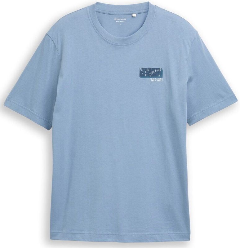 TOM TAILOR - Shirt - Azuur - Donkerblauw - Wit